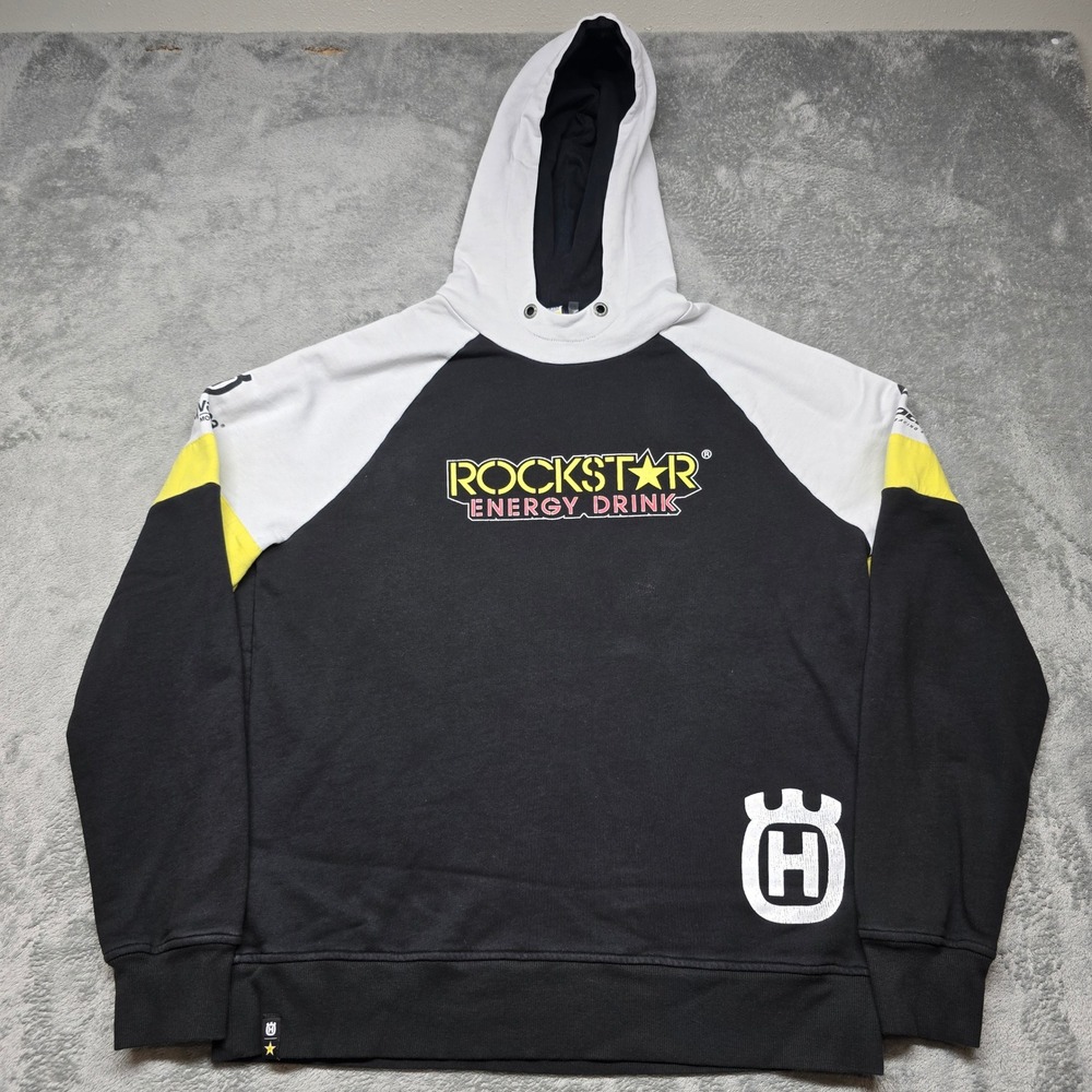Rockstar Energy Husqvarna Motorcycles Racing Hoodie Mens XL Black White Pullover
